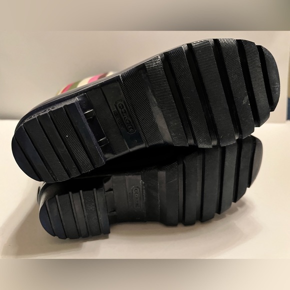 Coach Women's Pearl Legacy Striped Water Resistant Rain Boots Mid Calf Sz 7B - Picture 8 of 9